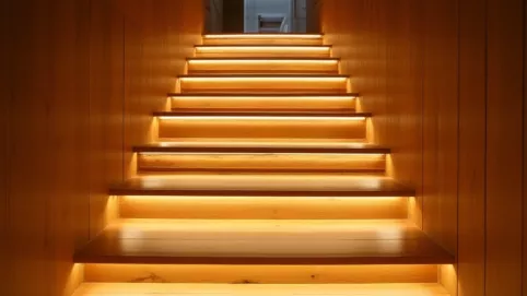 jak zrobić schody z paneli podłogowych podświetlane